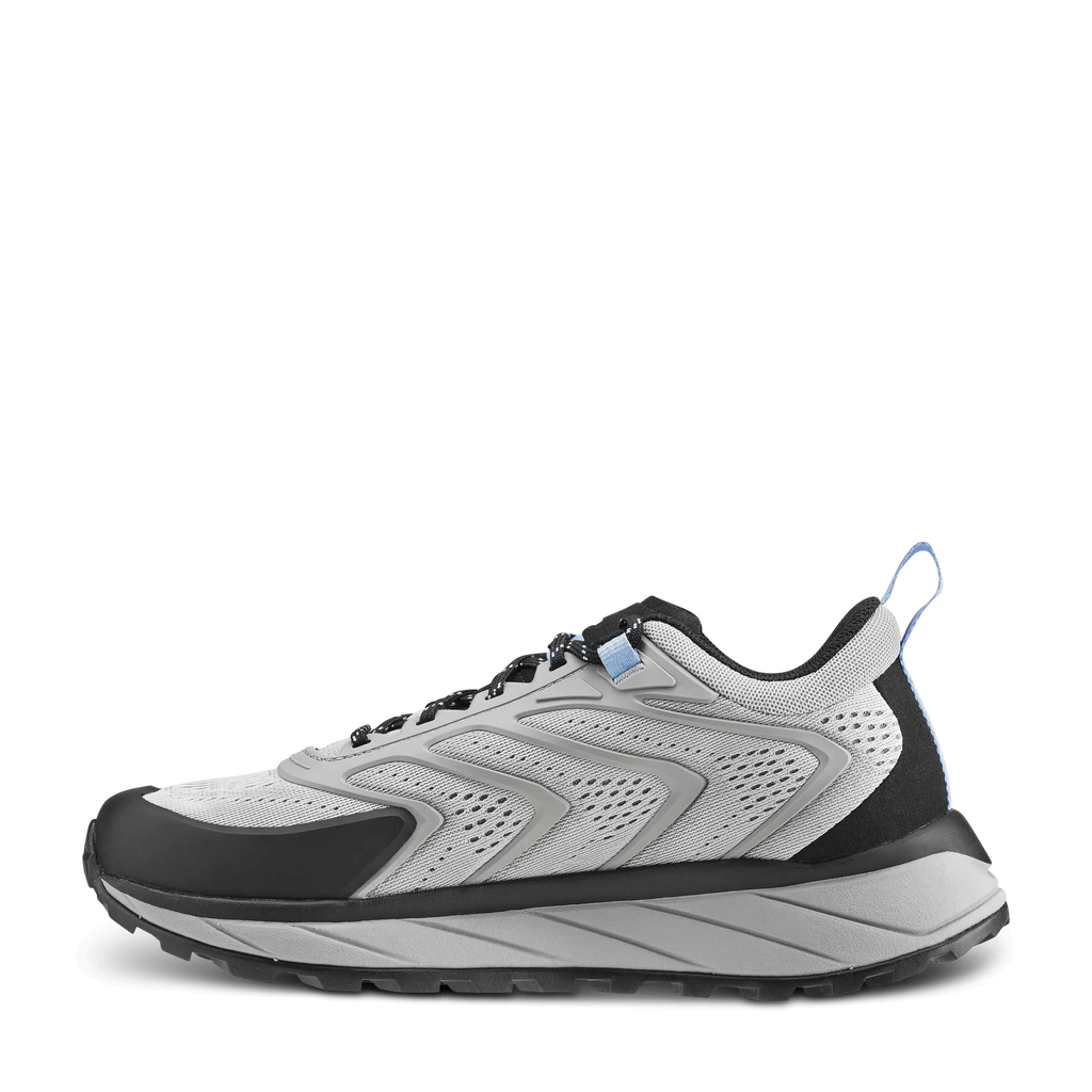 Gray and black athletic shoe on a transparent background