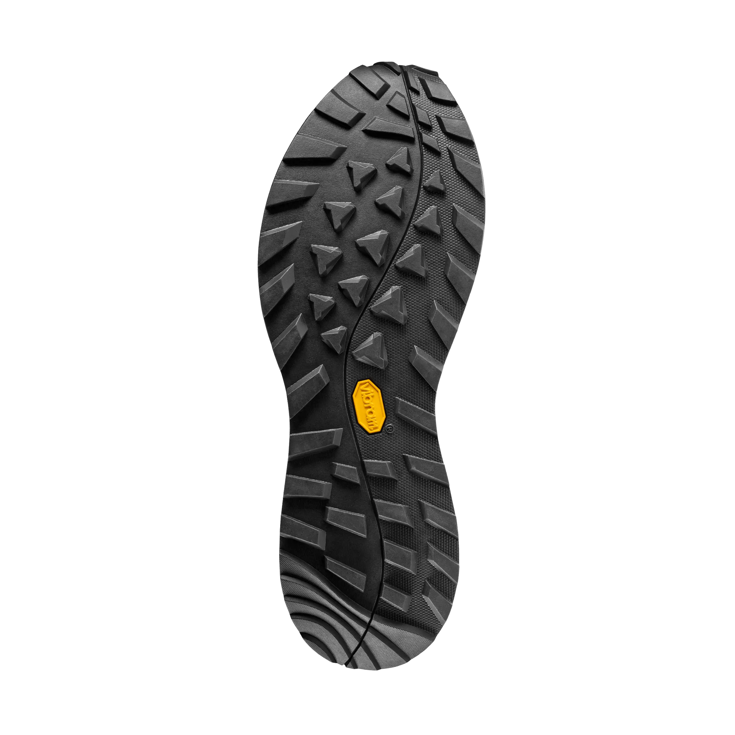 Close-up of a shoe sole with tread pattern on a black background