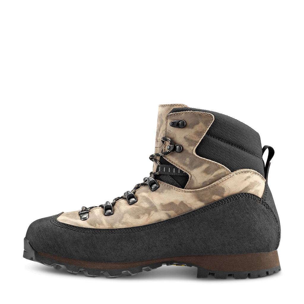 Camouflage hiking boot on a transparent background