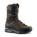 Brown and black hiking boot with Timberland branding on a transparent background