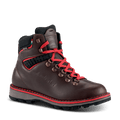 Brown hiking boot with red laces on a transparent background
